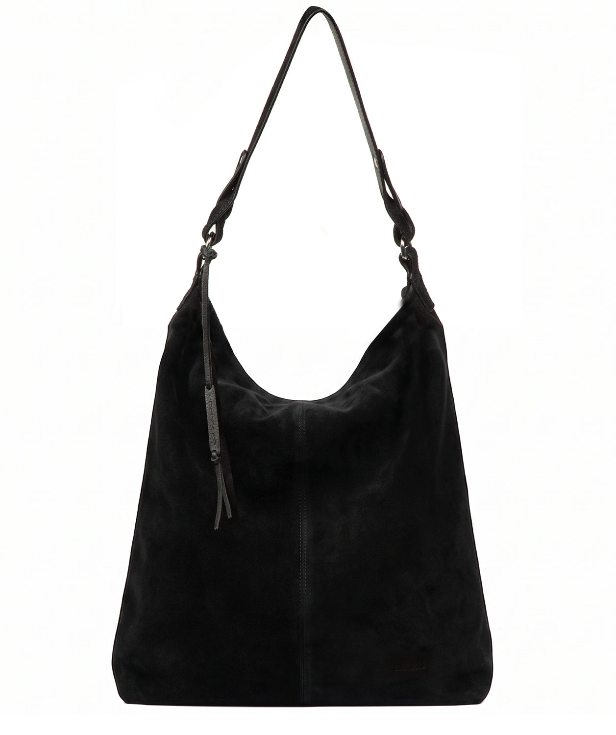 Cultured London Harmony black suede leather tote bag front view