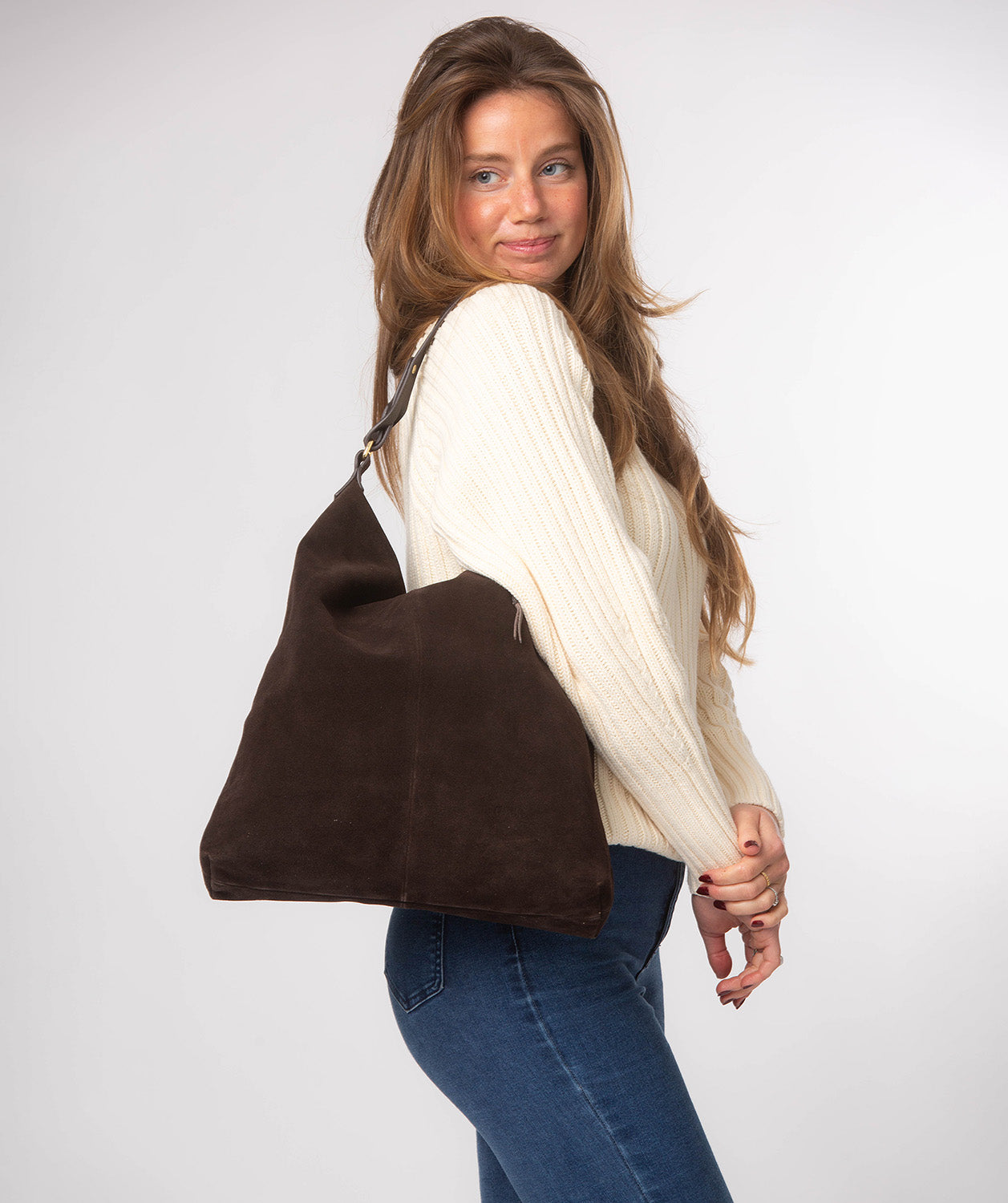 Harmony tote bag showing zip-over top closure detail