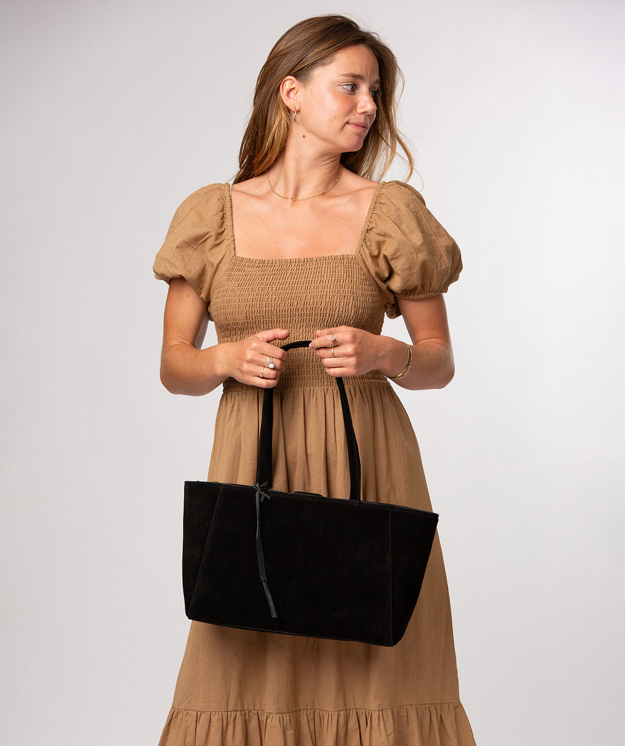 dual slim suede handles shoulder carry view