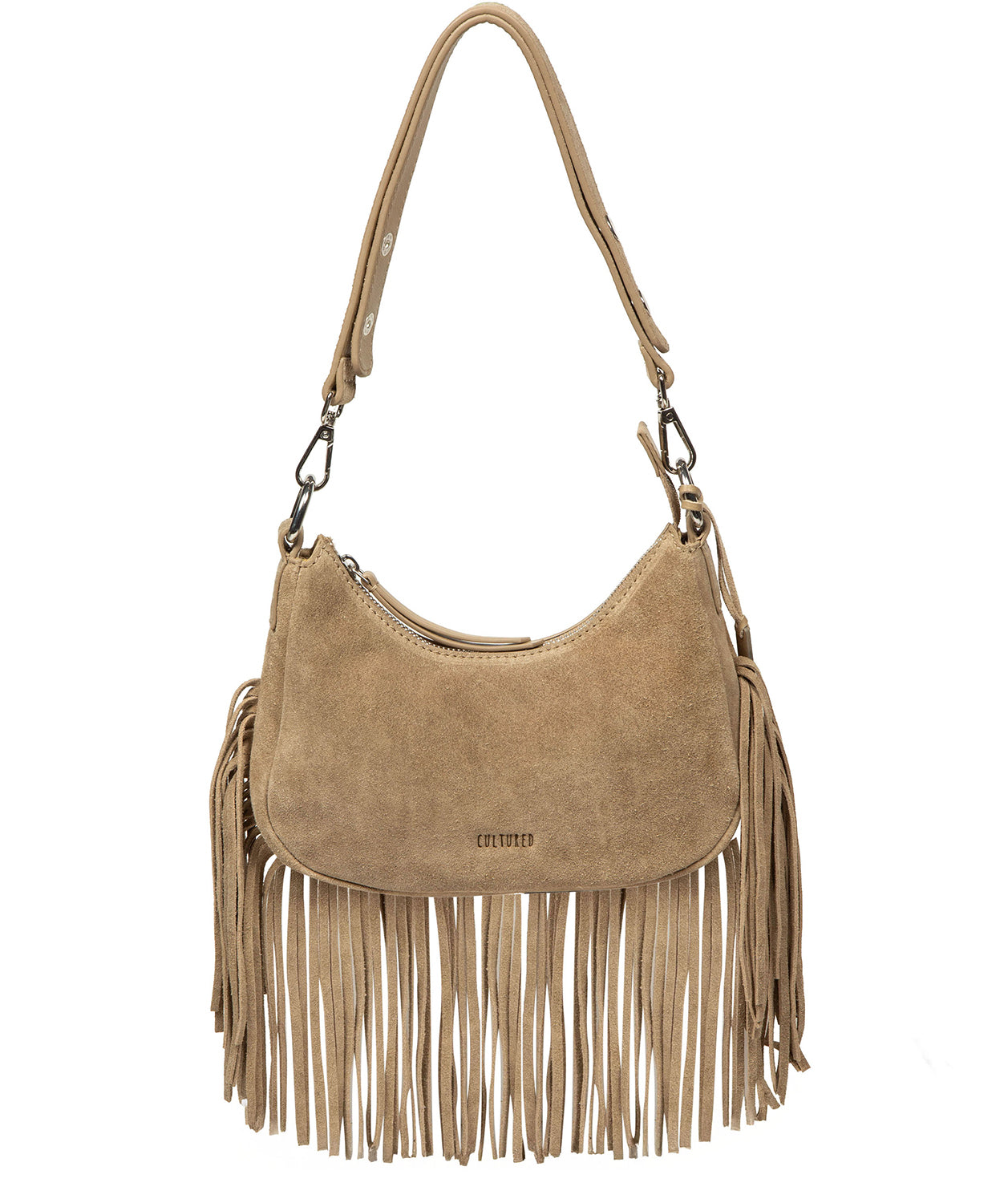 'Alondra' Beige Suede Evening and Clutch Bag