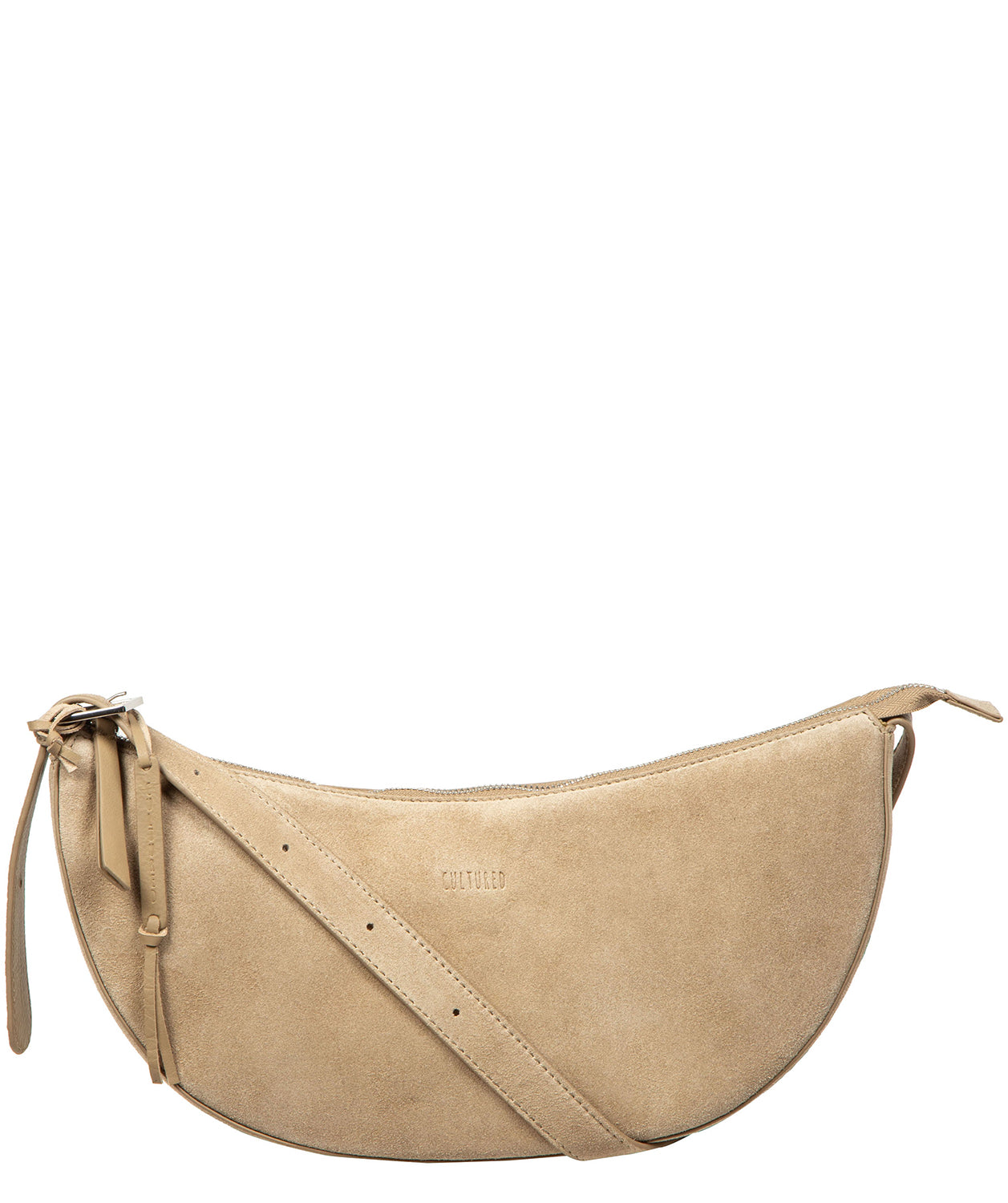 'Carine' Beige Suede Cross Body Bag