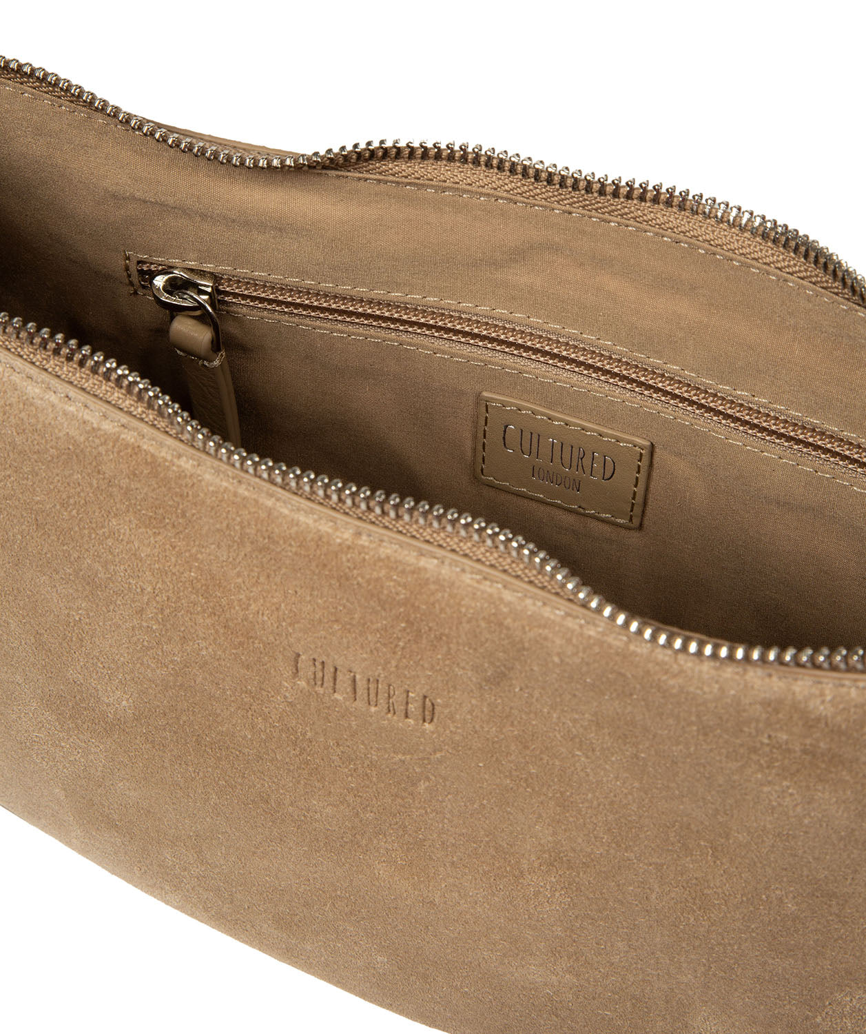 'Carine' Beige Suede Cross Body Bag