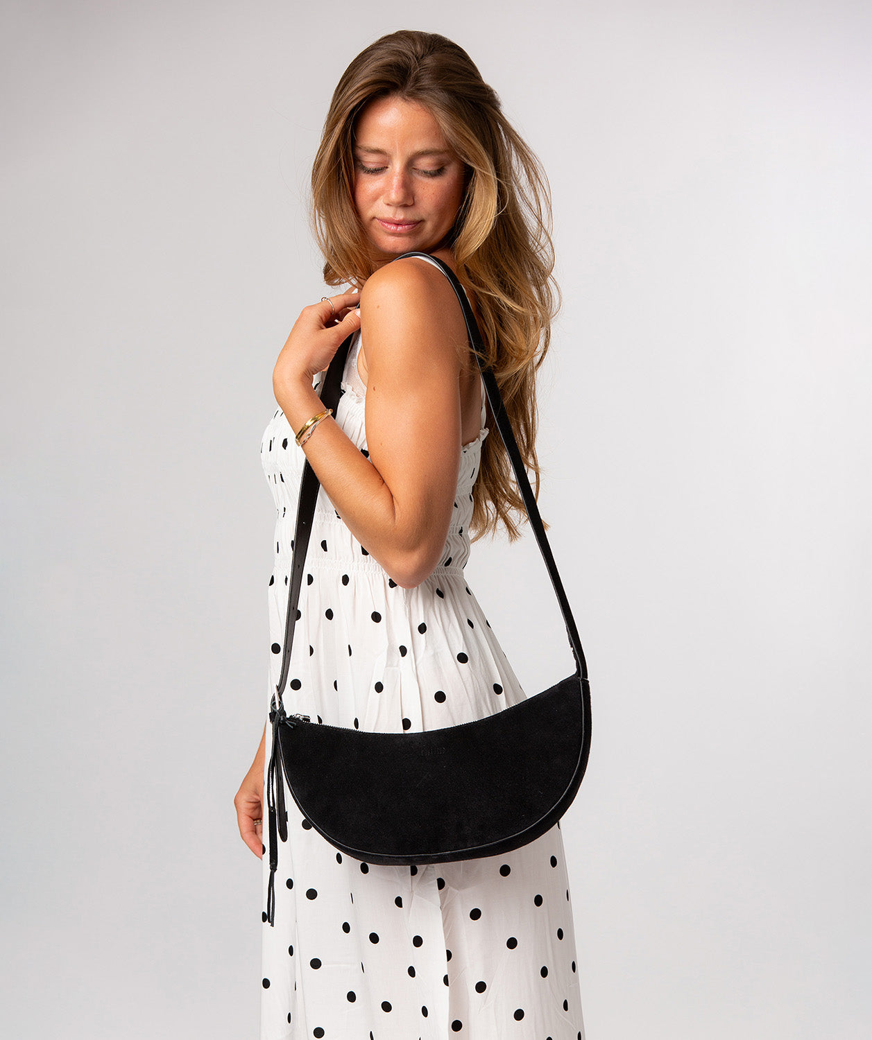 'Carine' Black Suede Cross Body Bag
