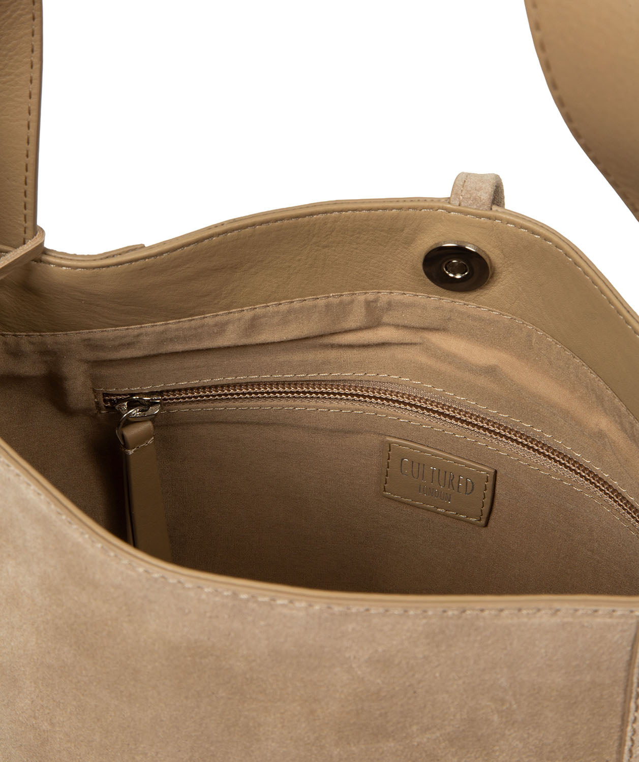 'Anitta' Beige Suede Shoulder Bag