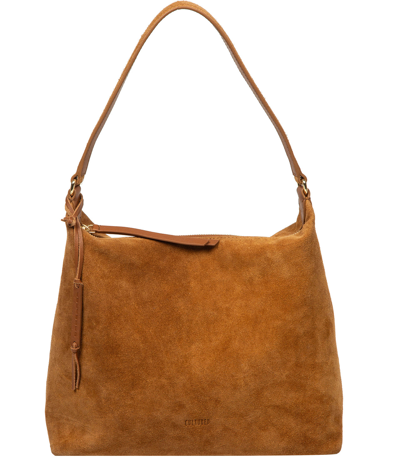 'Camille' Tan Suede Shoulder Bag