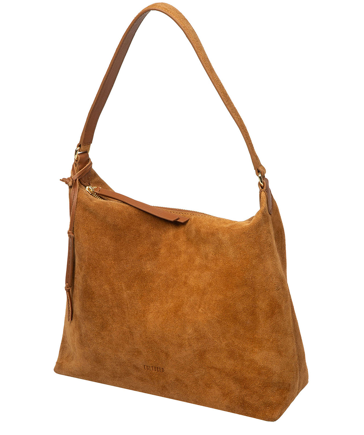 'Camille' Tan Suede Shoulder Bag