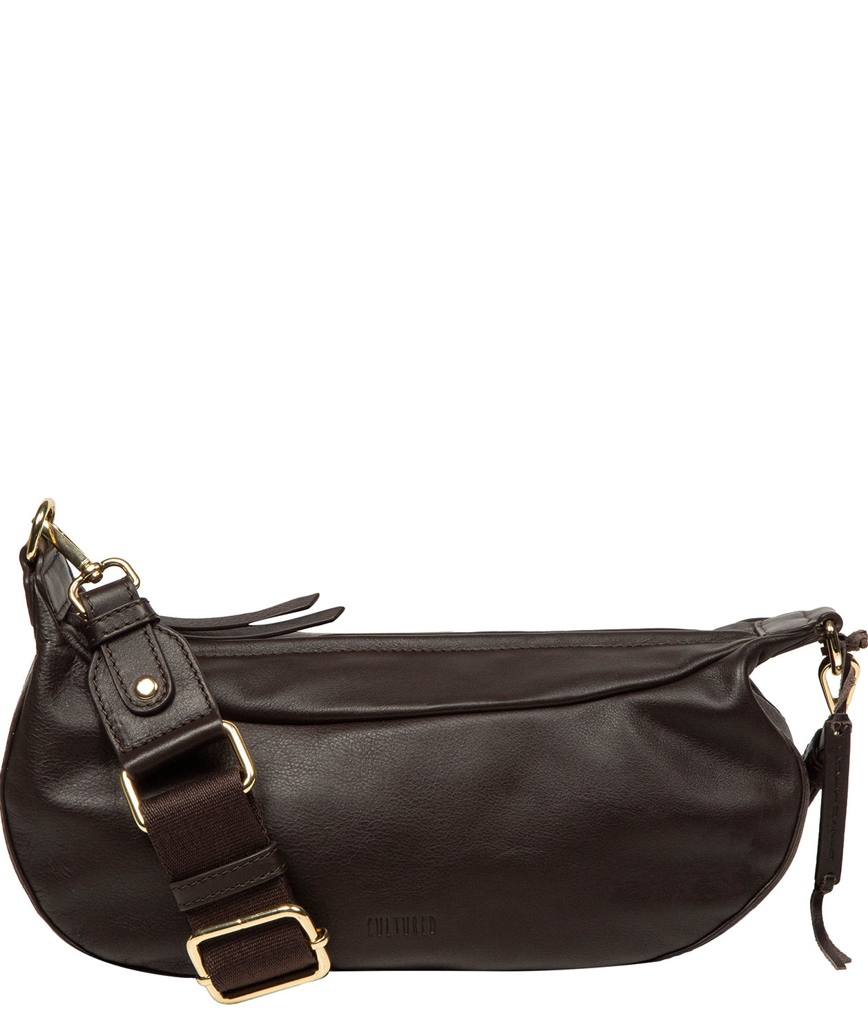 Nuala crossbody bag side profile with adjustable canvas strap