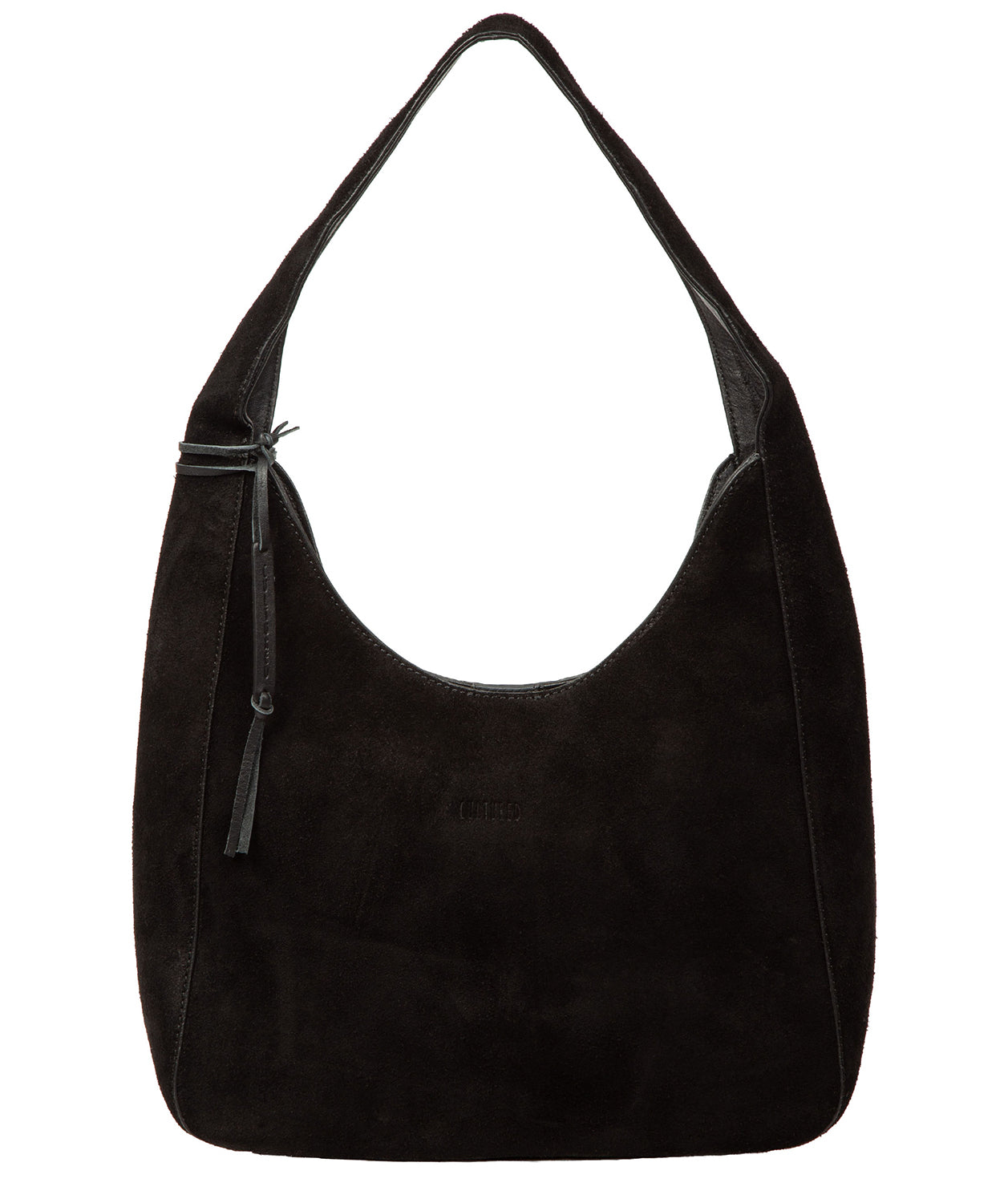 Cultured London Eloise black suede leather handbag front view