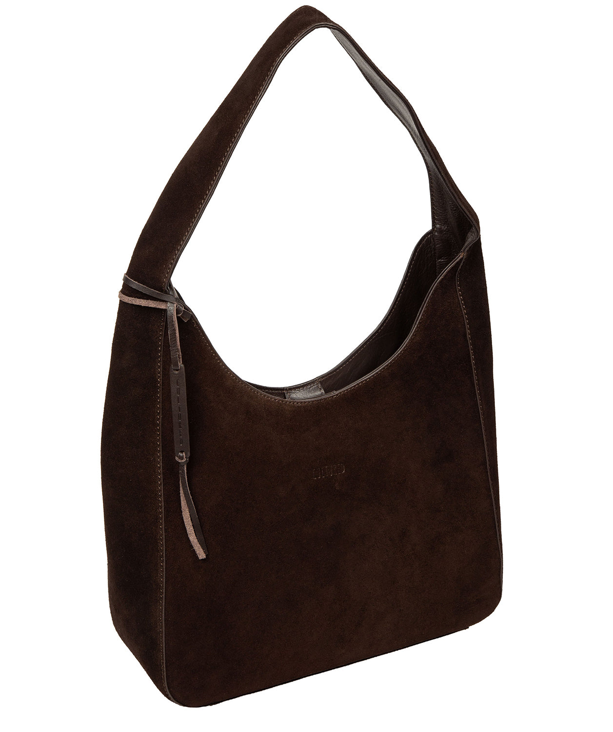 Full handbag displaying soft suede texture