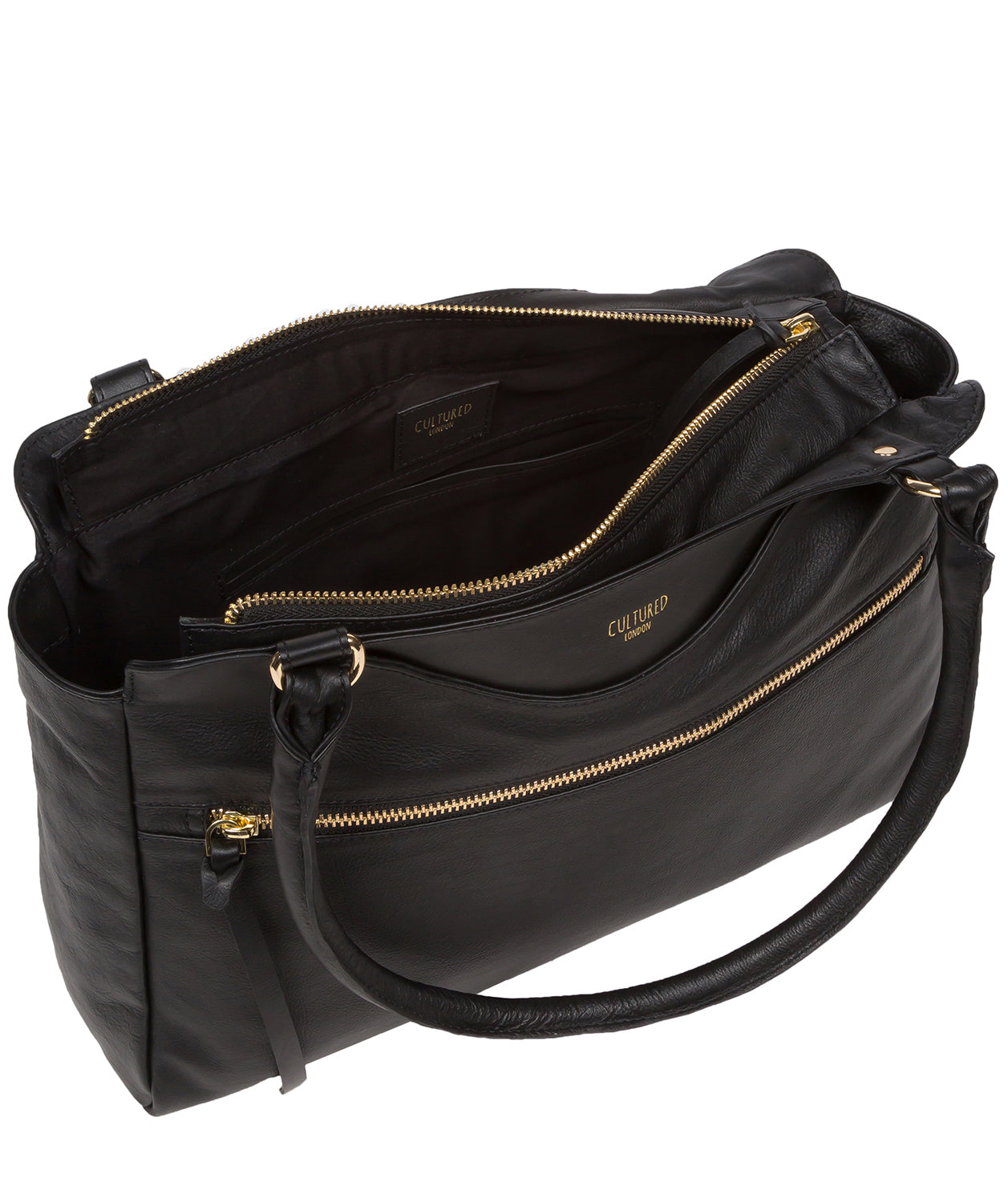 Cultured London Eco Collection Bags: 'Shadwell' Black Leather Handbag
