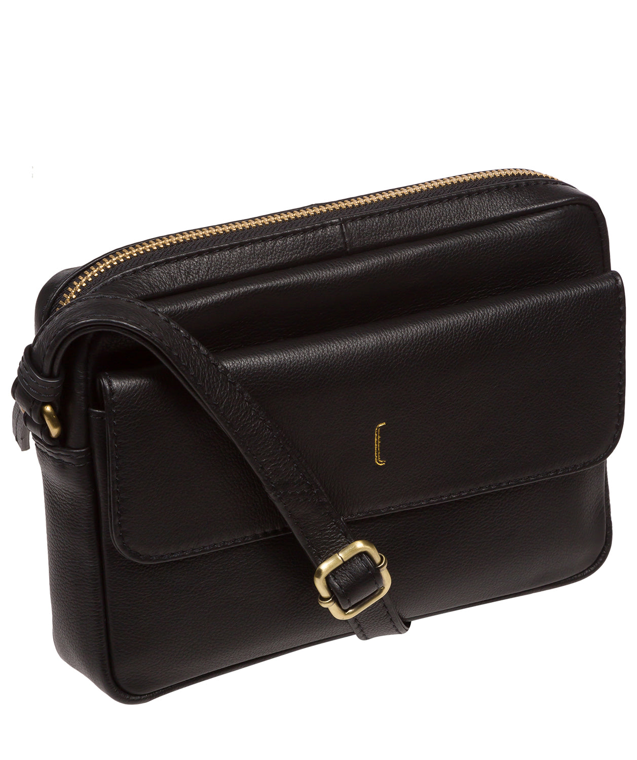 Cultured London Soho Collection Bags: 'Jodie' Black Leather Cross Body Bag
