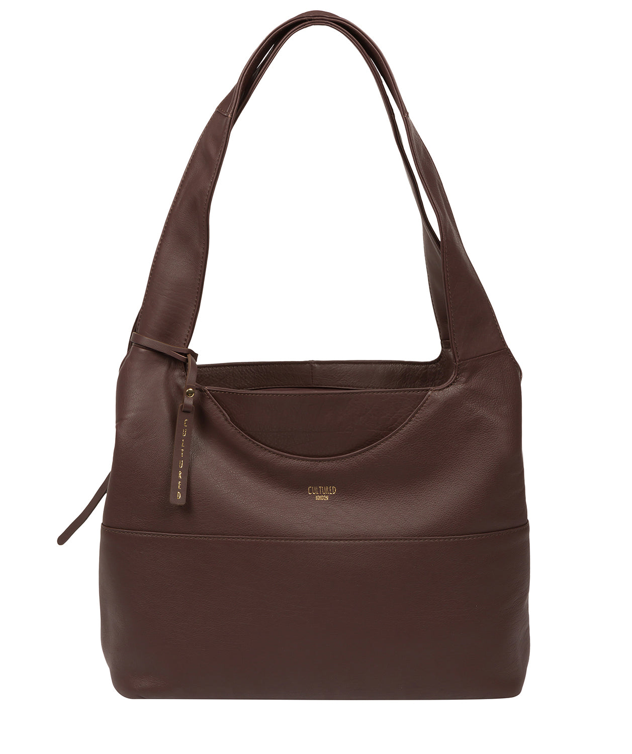 Cultured London Eco Collection Bags: 'Boston' Plum Leather Shoulder Bag