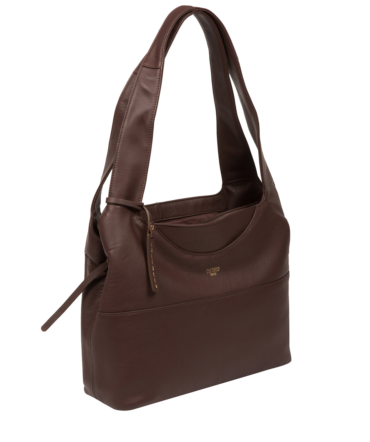 Cultured London Eco Collection Bags: 'Boston' Plum Leather Shoulder Bag