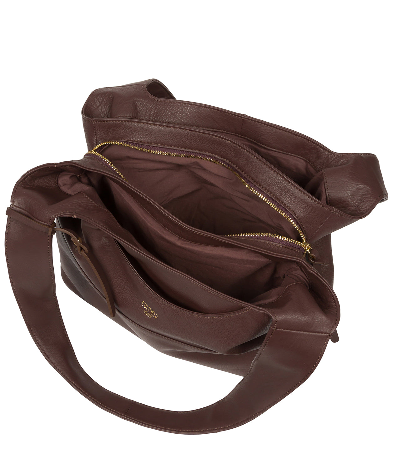 Cultured London Eco Collection Bags: 'Boston' Plum Leather Shoulder Bag