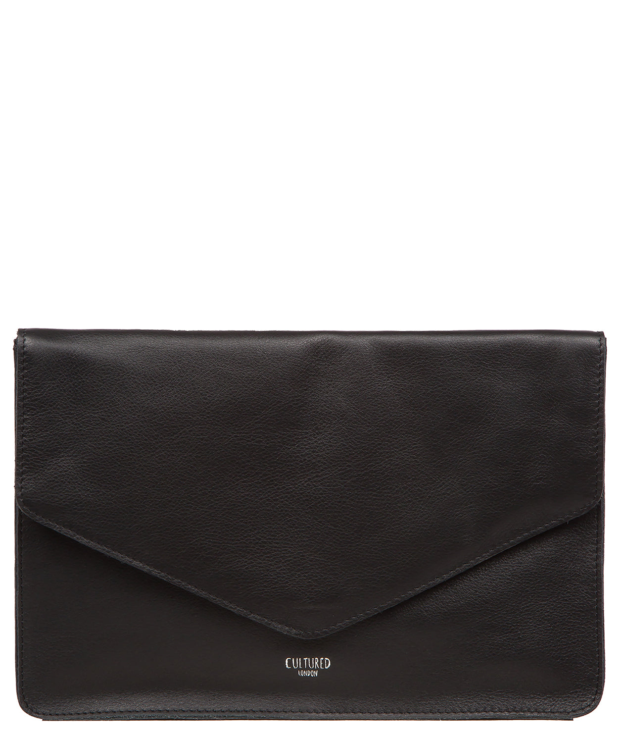 'Yara' Black Leather Clutch Bag