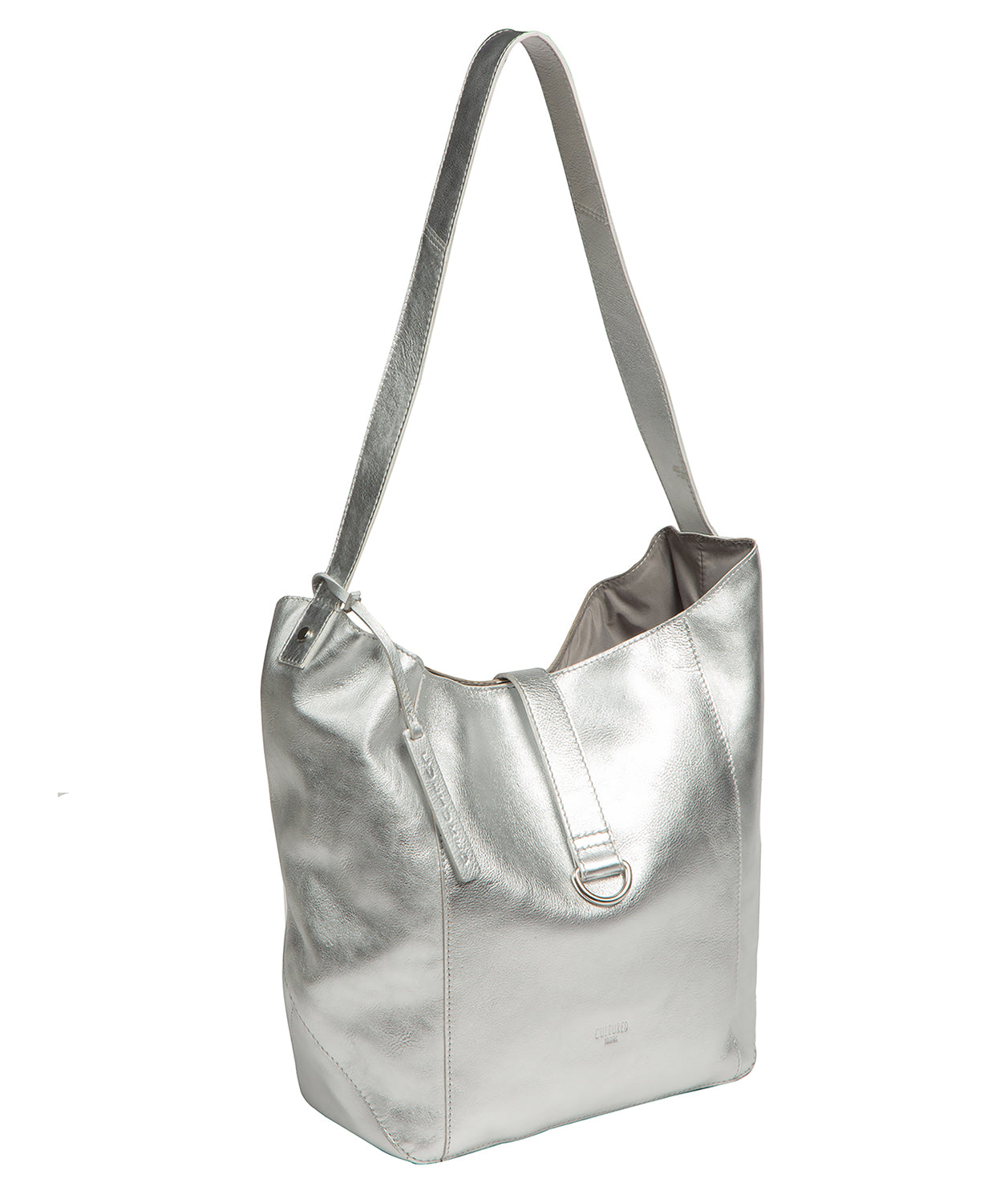 'Leilani' Metallic Silver Leather Shoulder Bag