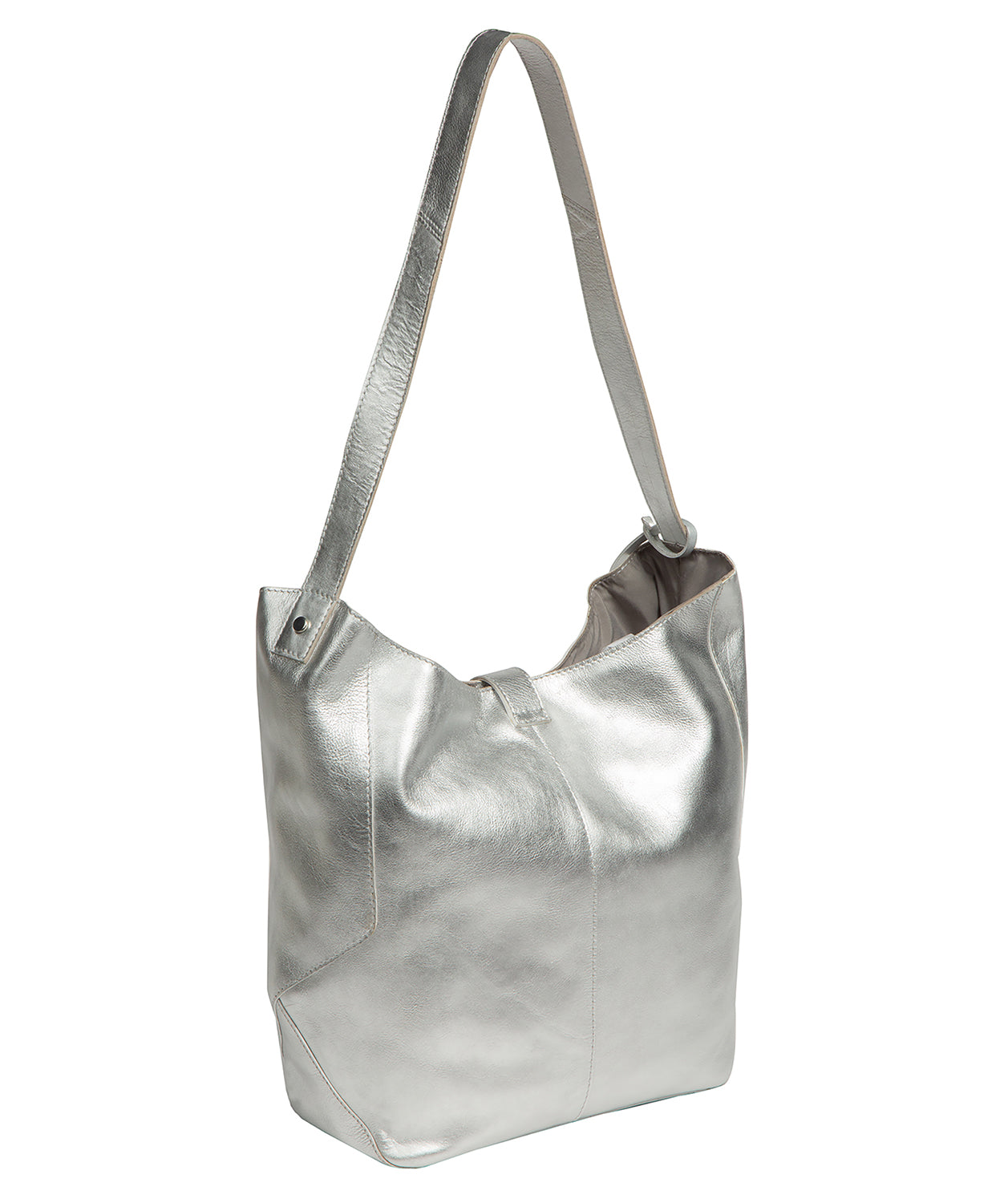 'Leilani' Metallic Silver Leather Shoulder Bag