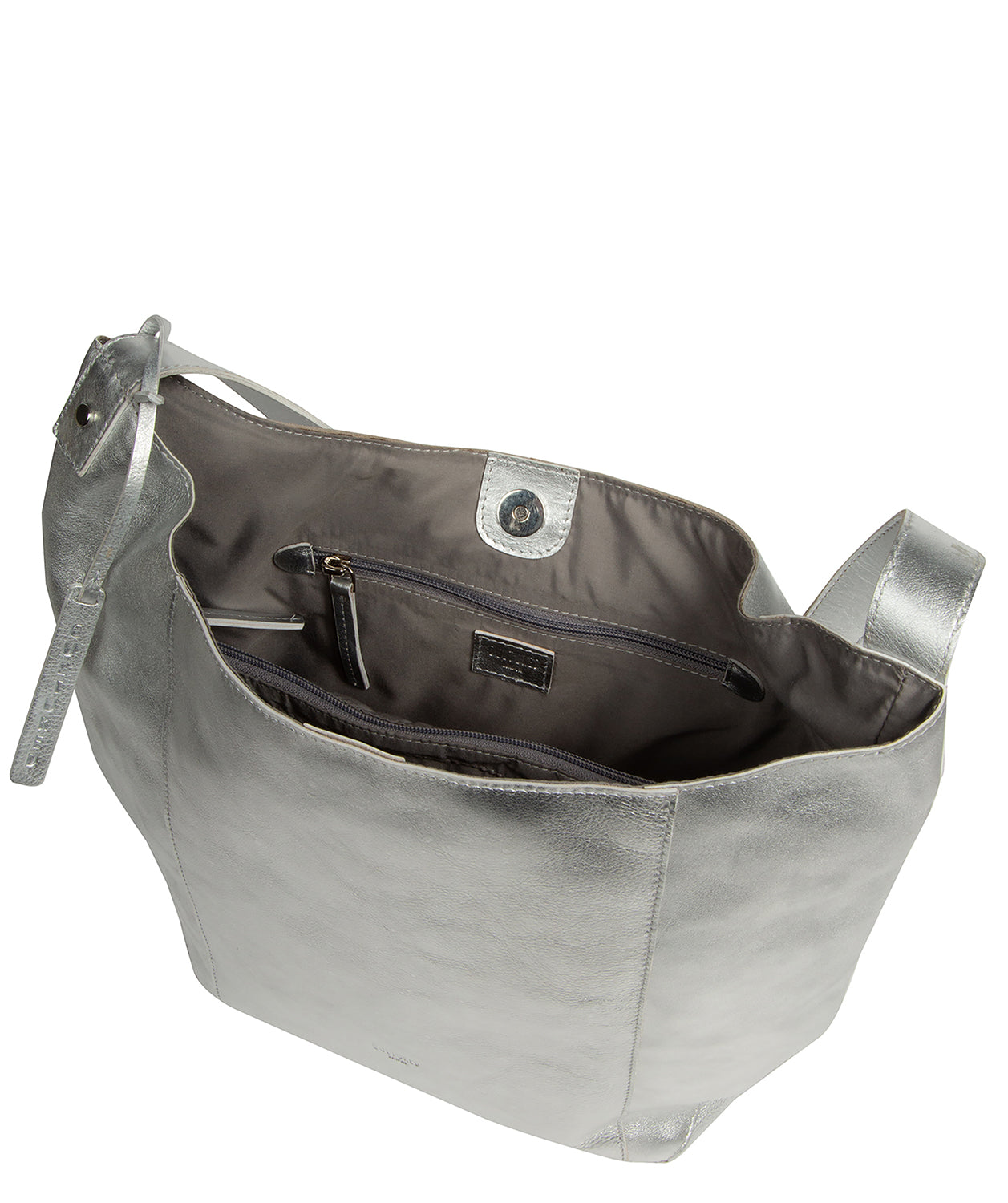'Leilani' Metallic Silver Leather Shoulder Bag