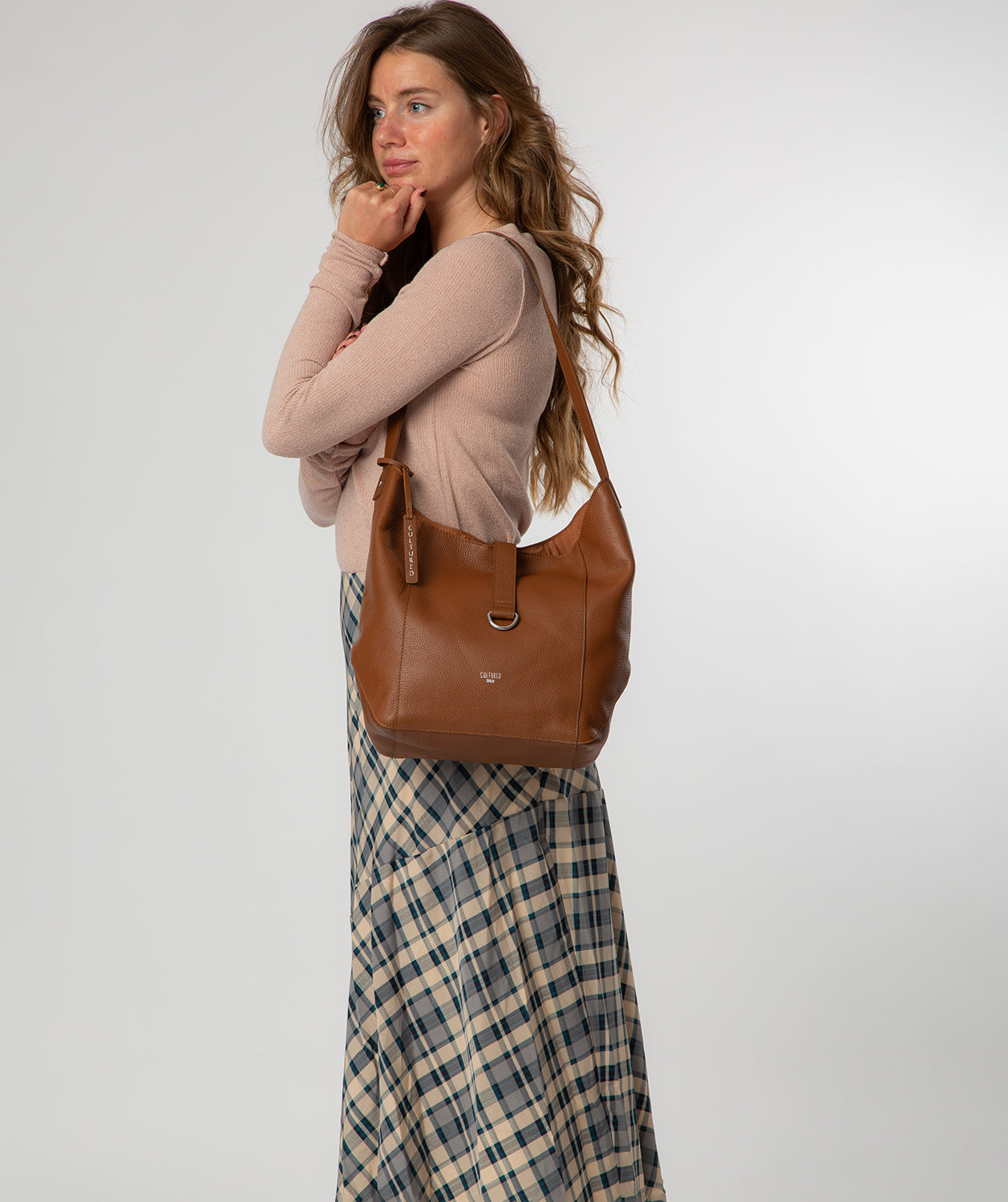 'Leilani' Tan Leather Shoulder Bag