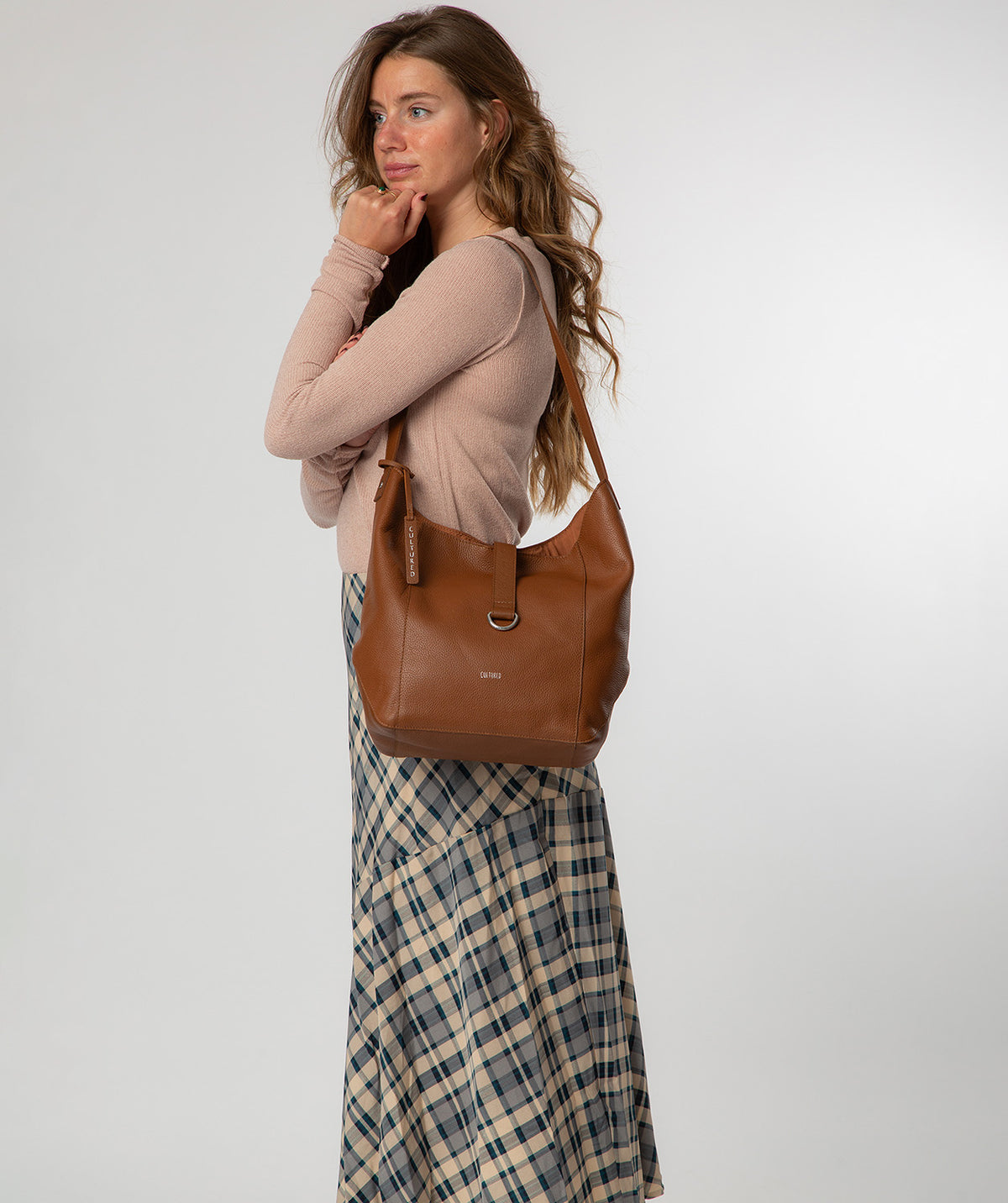 'Leilani' Tan Leather Shoulder Bag