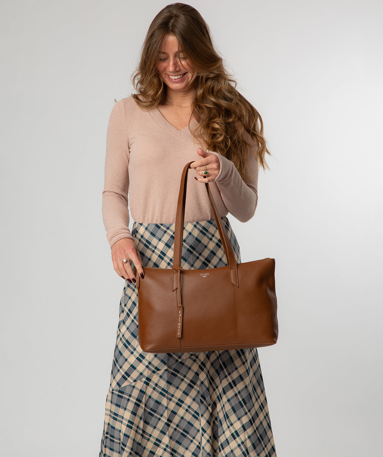 'Marlowe' Tan Leather Tote Bag