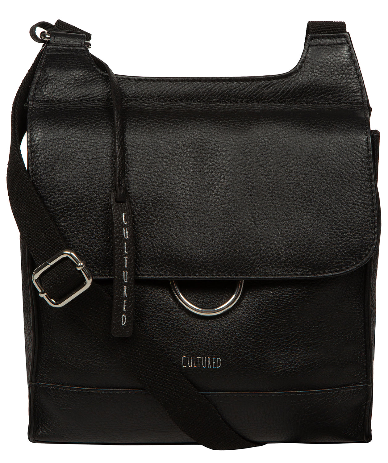 'Leigh' Black Leather Cross Body Bag