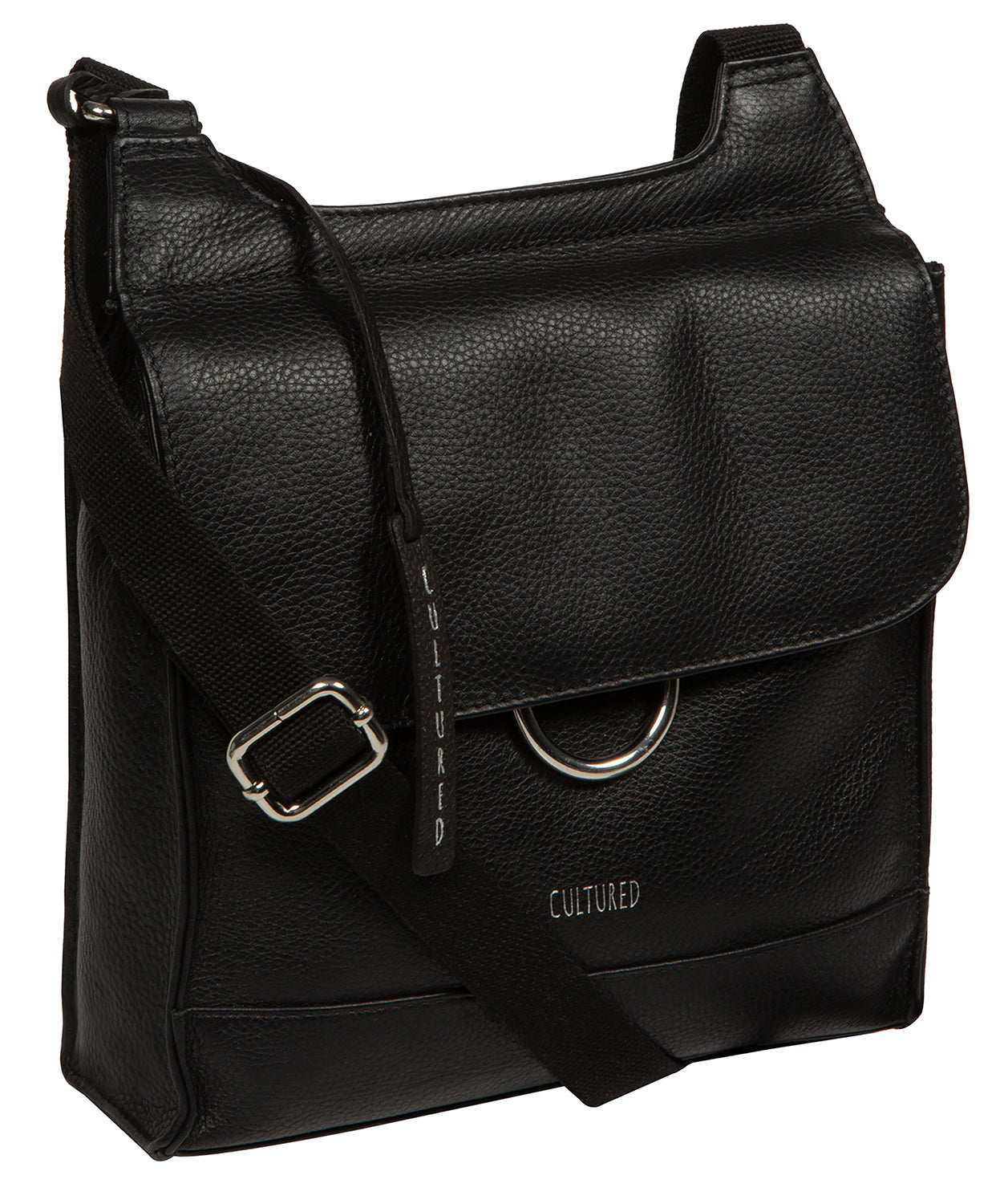 'Leigh' Black Leather Cross Body Bag