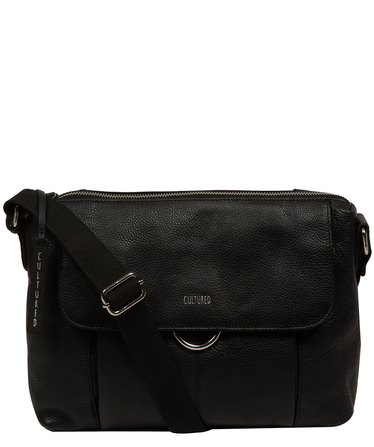 'Cherry' Black Leather Shoulder Bag