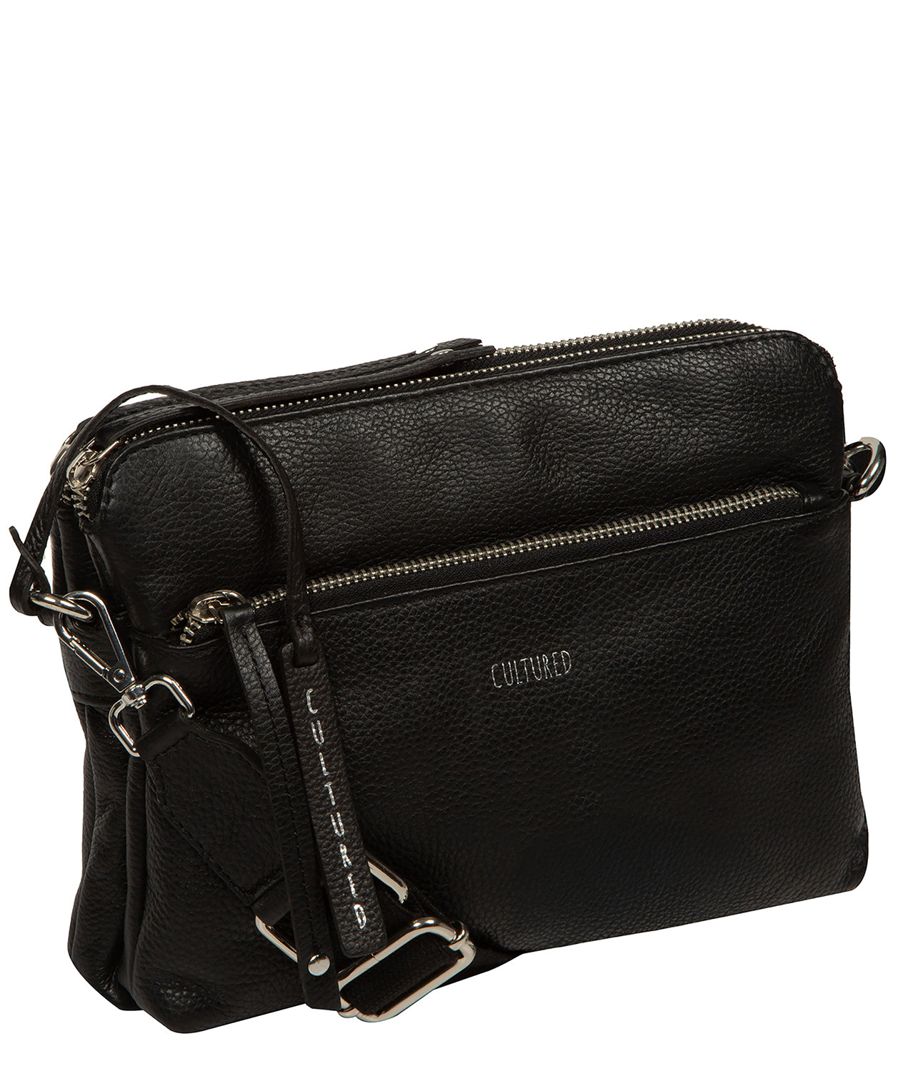 Silver foil embossed Cultured London logo on bag body
