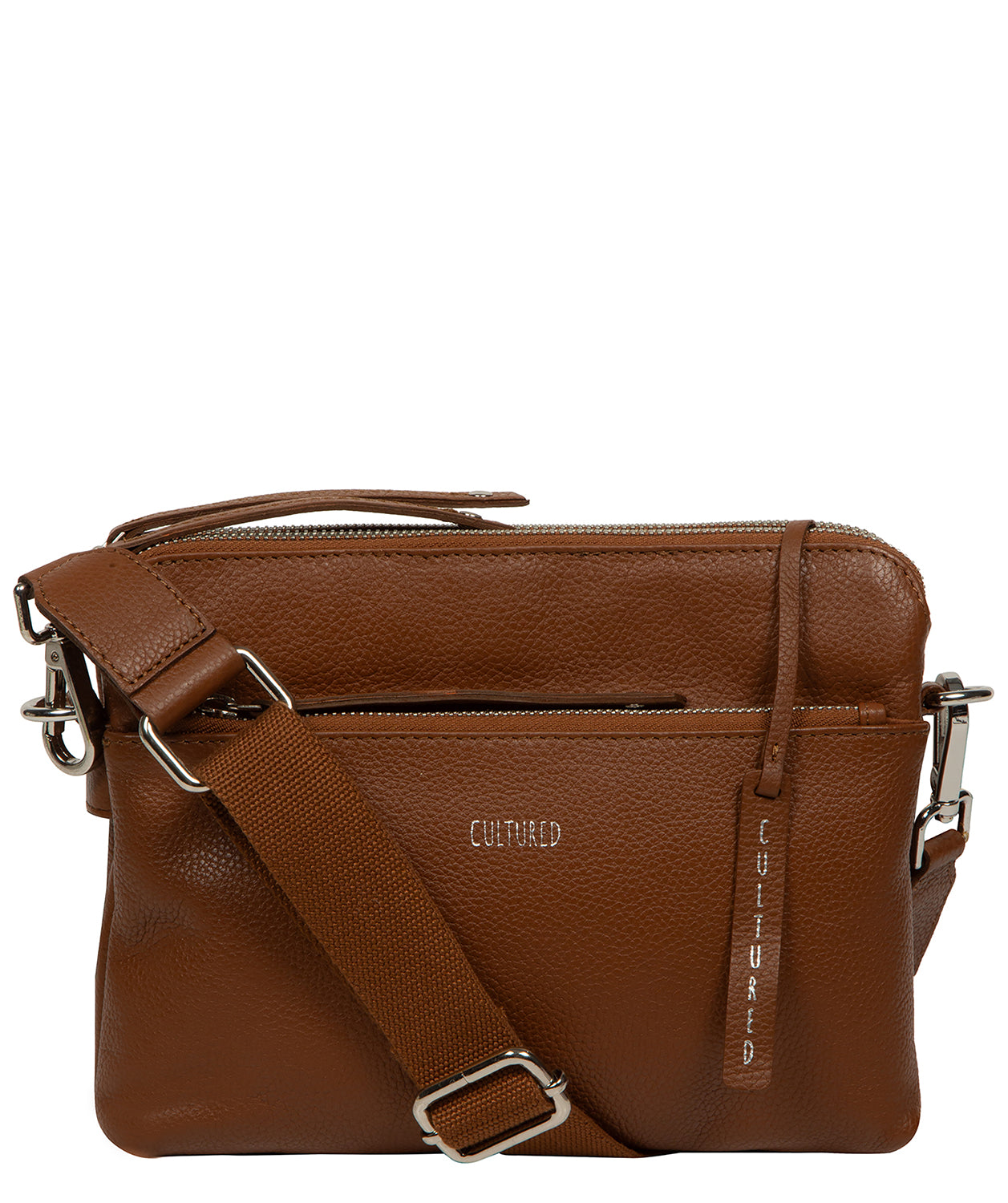 'Celia' Rich Tan Leather Cross Body Bag