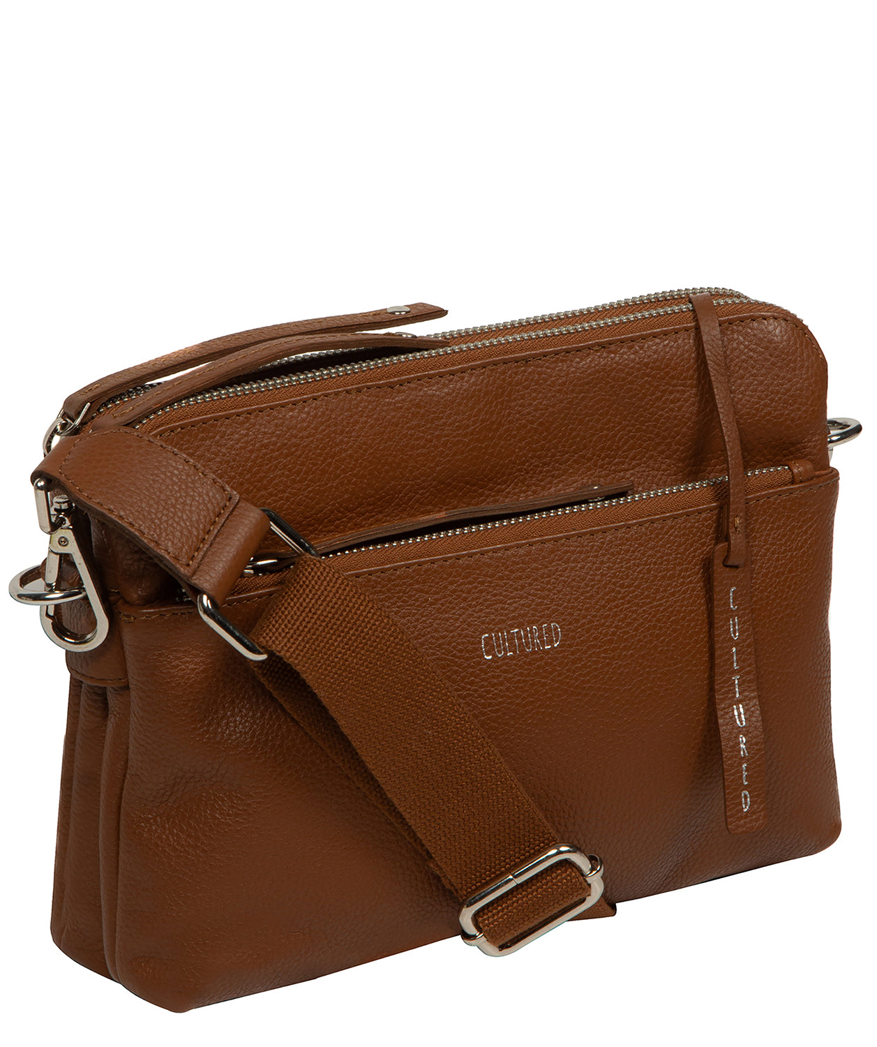 'Celia' Rich Tan Leather Cross Body Bag