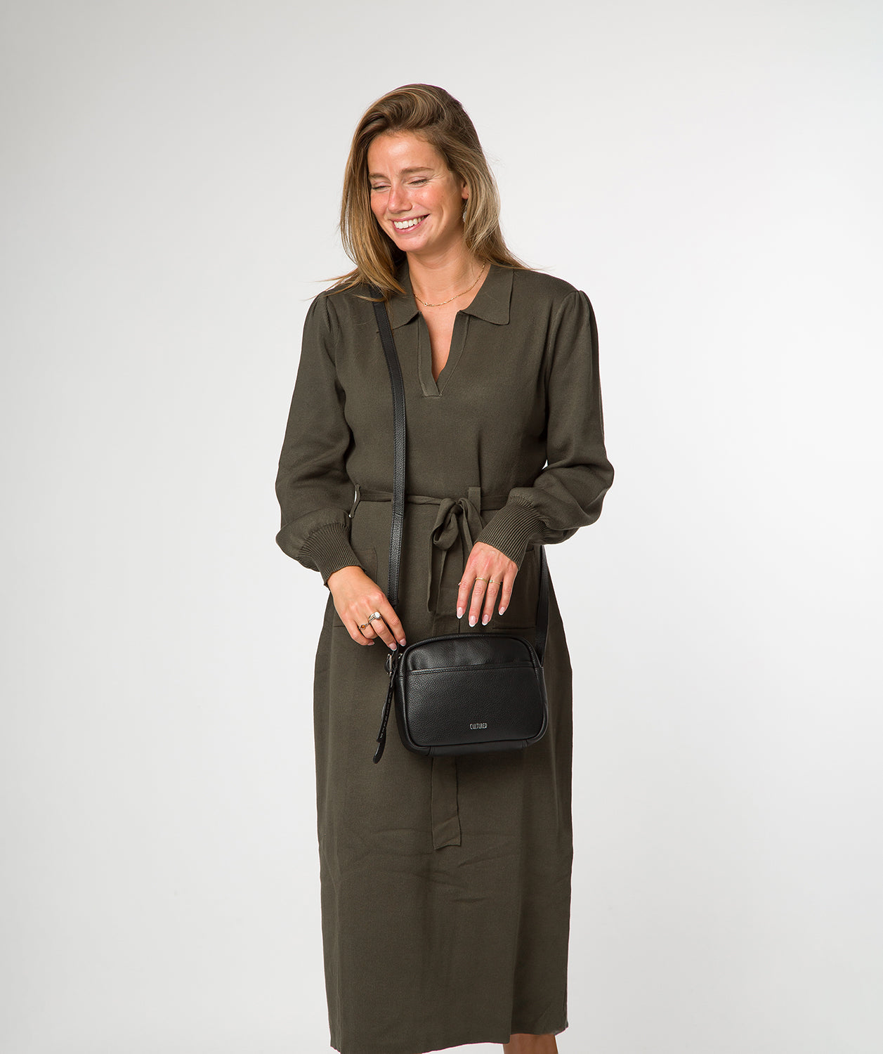 'Ariella' Black Leather Cross Body Bag