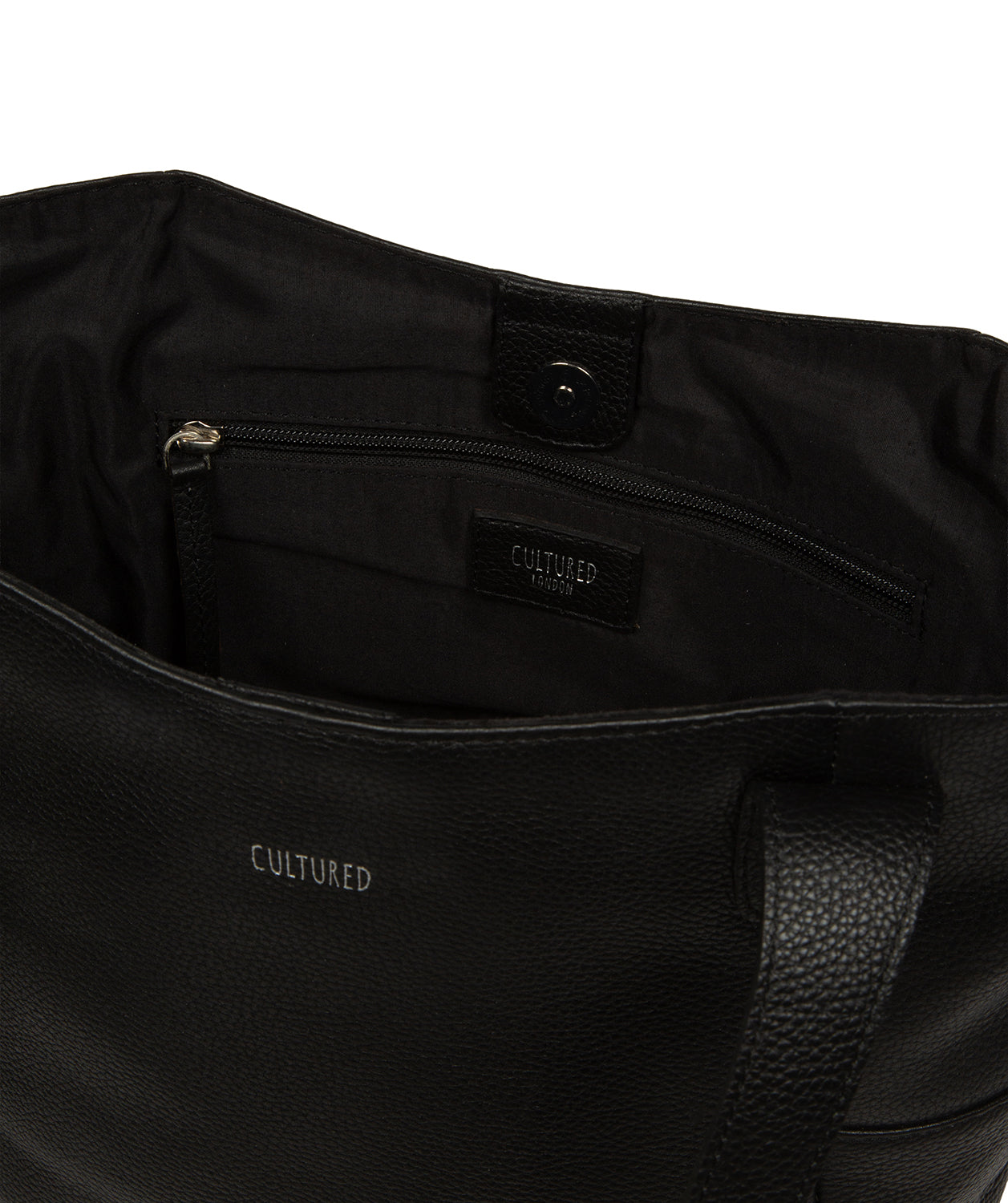 'Lisette' Black Leather Tote Bag
