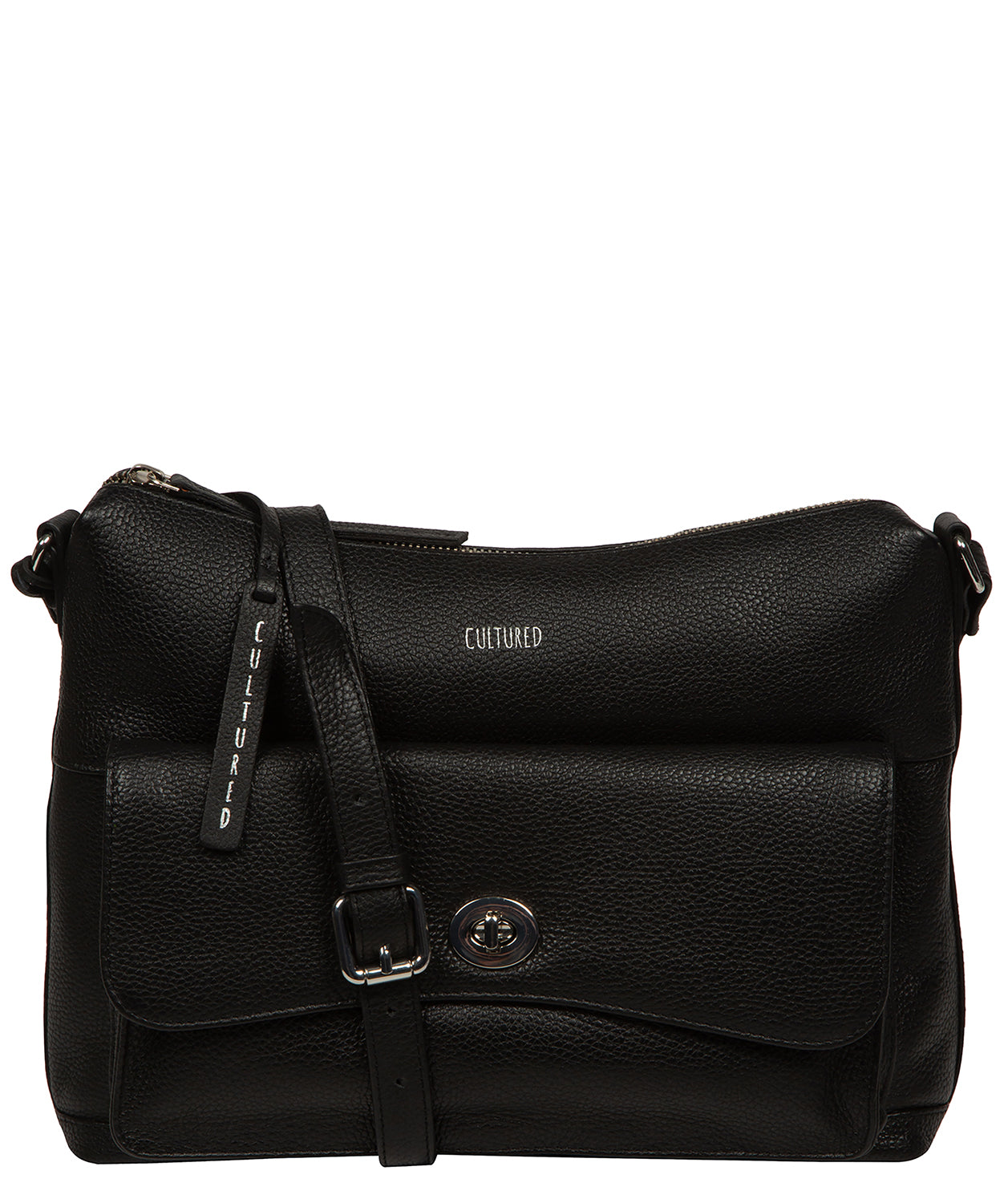 'Sylvie' Black Leather Shoulder Bag