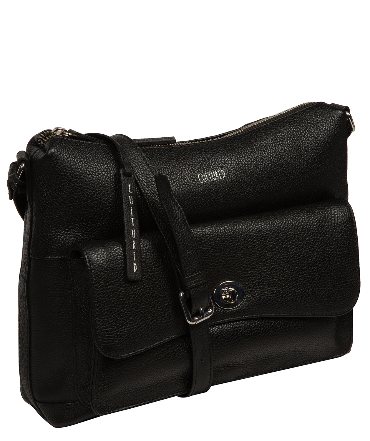 'Sylvie' Black Leather Shoulder Bag
