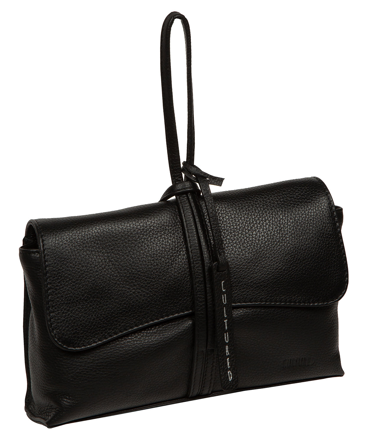 'Nerissa' Black Leather Mini Clutch Bag