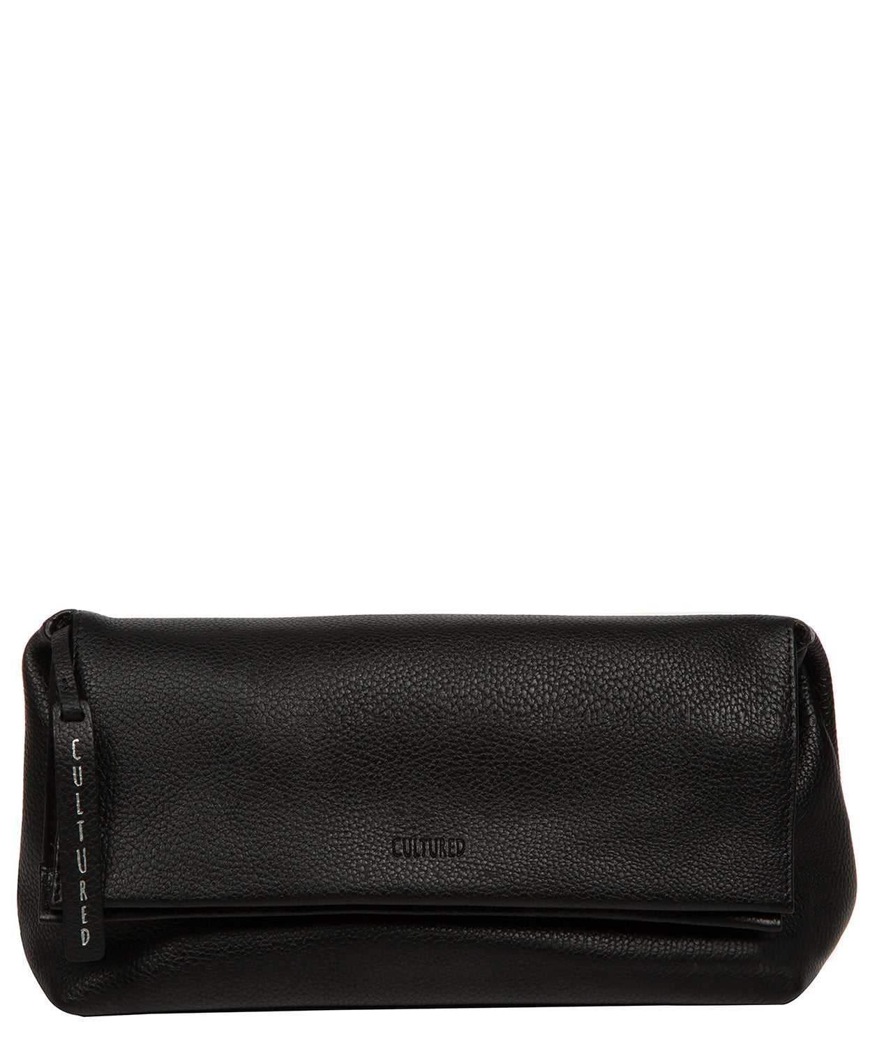 'Isabetta' Black Leather Clutch Bag