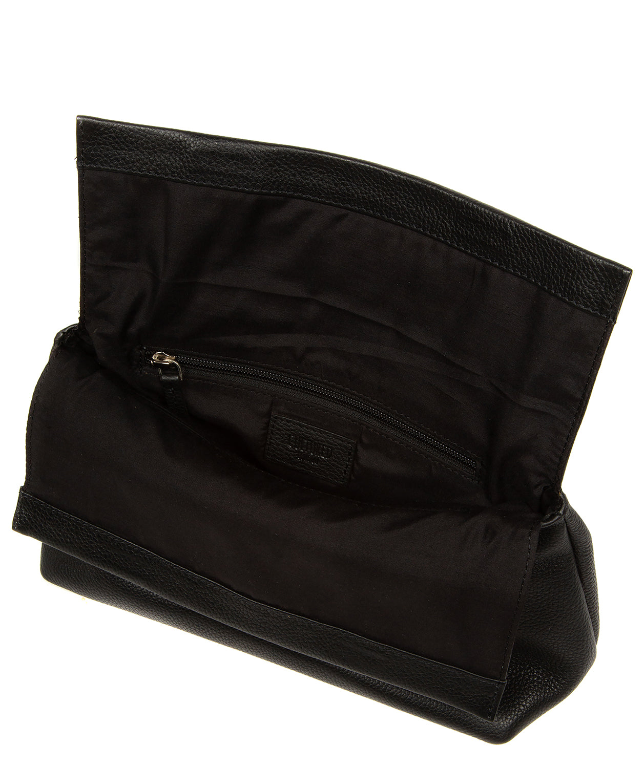 side profile showing pebble grain leather texture