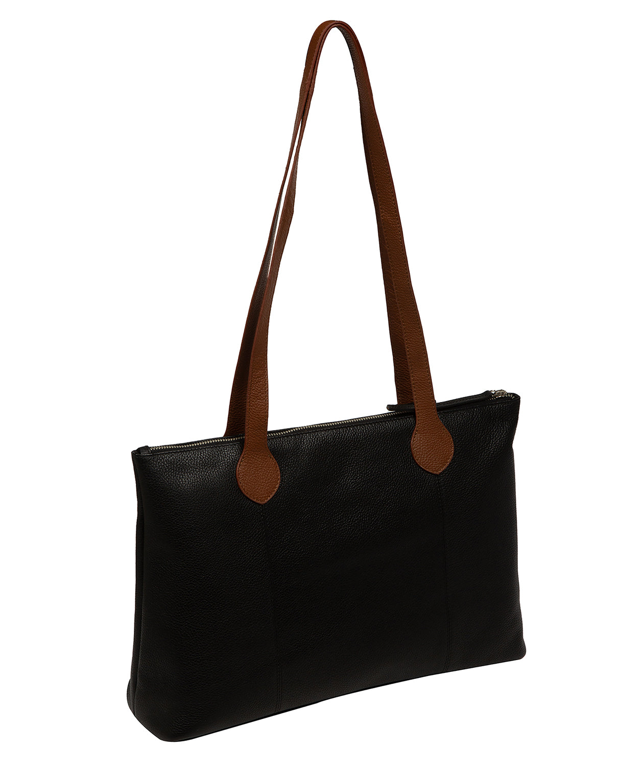 'Solange' Black & Rich Tan Leather Tote Bag