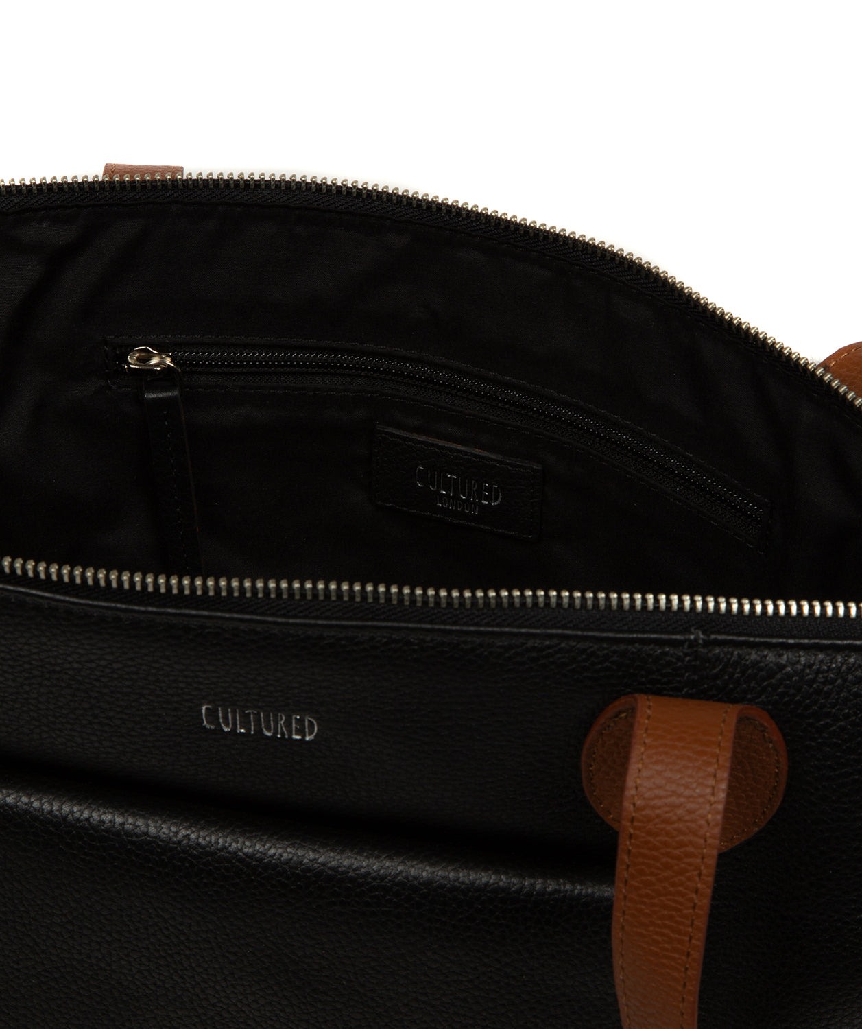 'Solange' Black & Rich Tan Leather Tote Bag