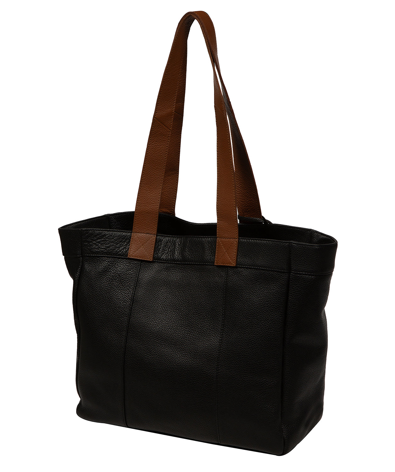 'Gisella' Black & Rich Tan Leather Tote Bag
