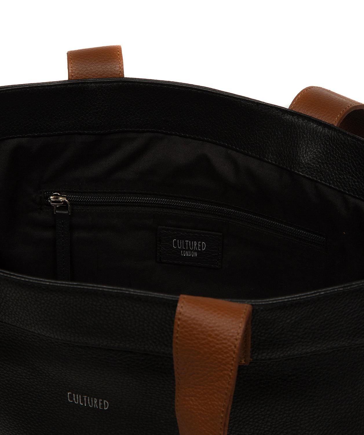 'Gisella' Black & Rich Tan Leather Tote Bag