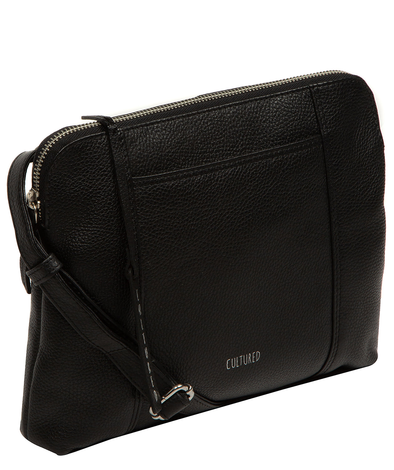 'Celina' Black Leather Cross Body Bag