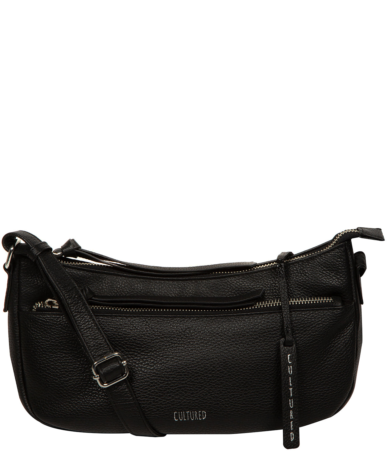 'Elowen' Black Leather Cross Body Bag