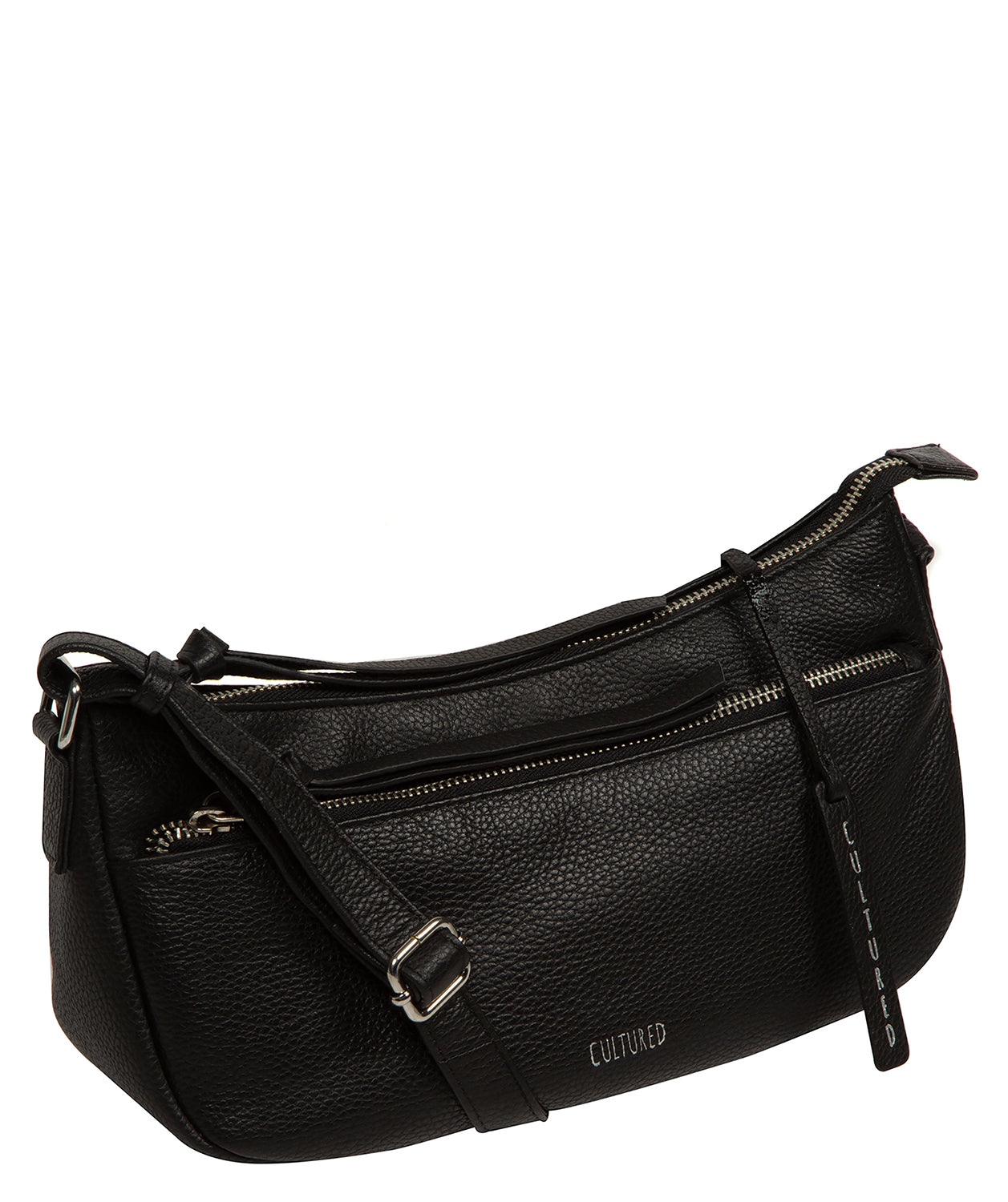 'Elowen' Black Leather Cross Body Bag