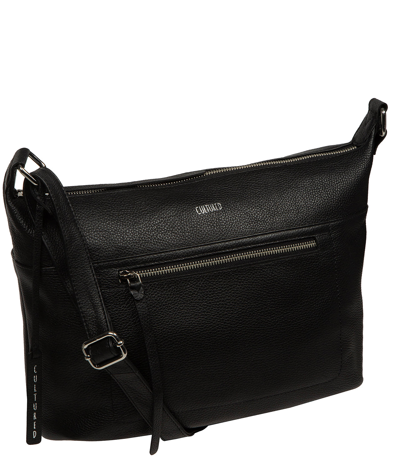 'Ondine' Black Leather Shoulder Bag