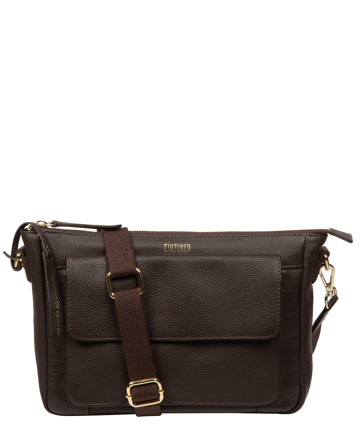 Orly crossbody bag side profile with adjustable canvas strap