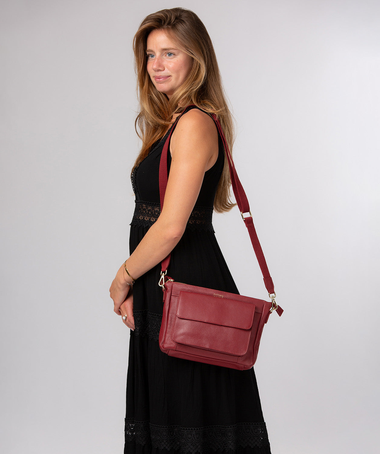 'Orly' Red Leather Cross Body Bag