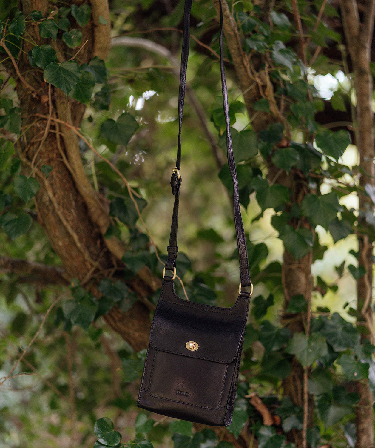 'Coraline' Black Leather Cross Body Bag