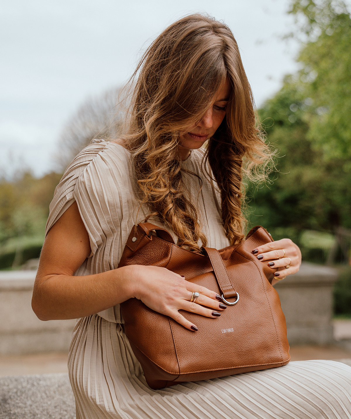 'Leilani' Tan Leather Shoulder Bag